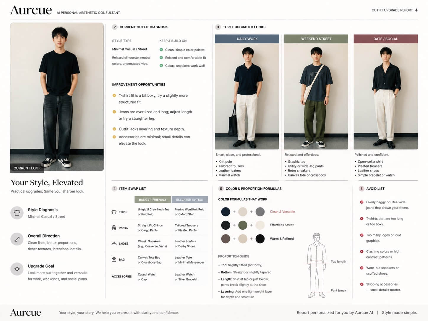 AI Outfit Analyzer and Upgrade Report example